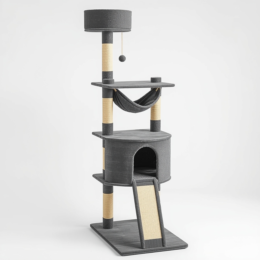 Entrol KJCT-New compact space-saving cat tree for apartments in gray