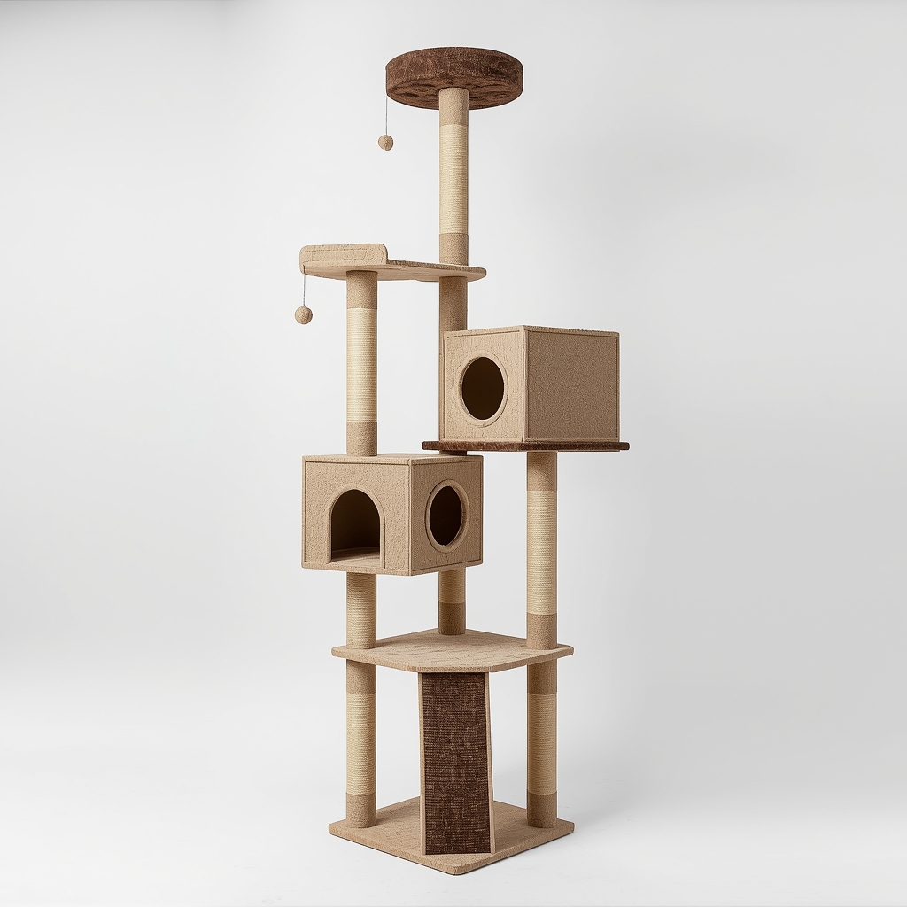 Entrol KJCT-New corner cat tree with triangular base and dual condos