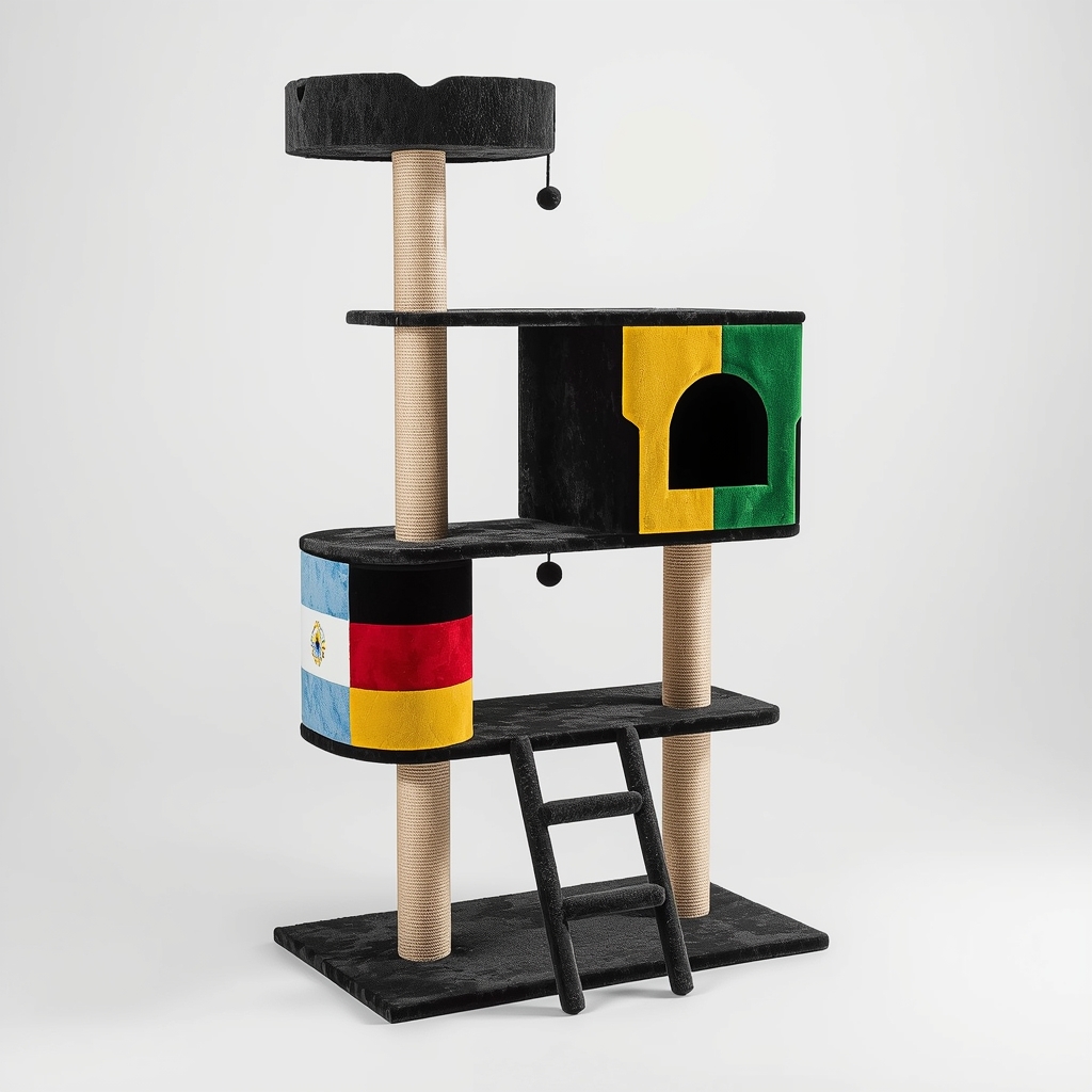 Entrol KJCT-WC2026 modern cat tree with interchangeable World Cup team color panels