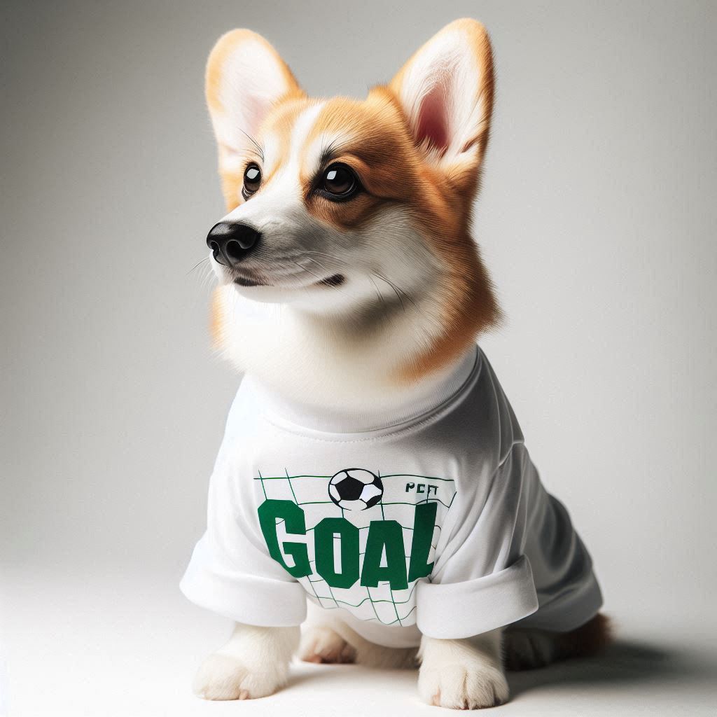 Pitch Perfect Tank - Corgi wearing GOAL print dog t-shirt