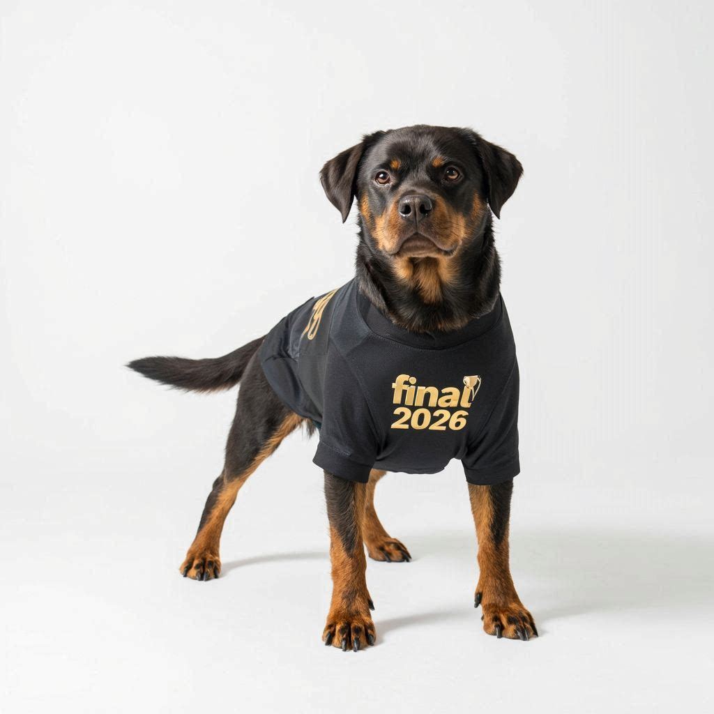 Football Fever Tee - Rottweiler wearing Final 2026 dog t-shirt