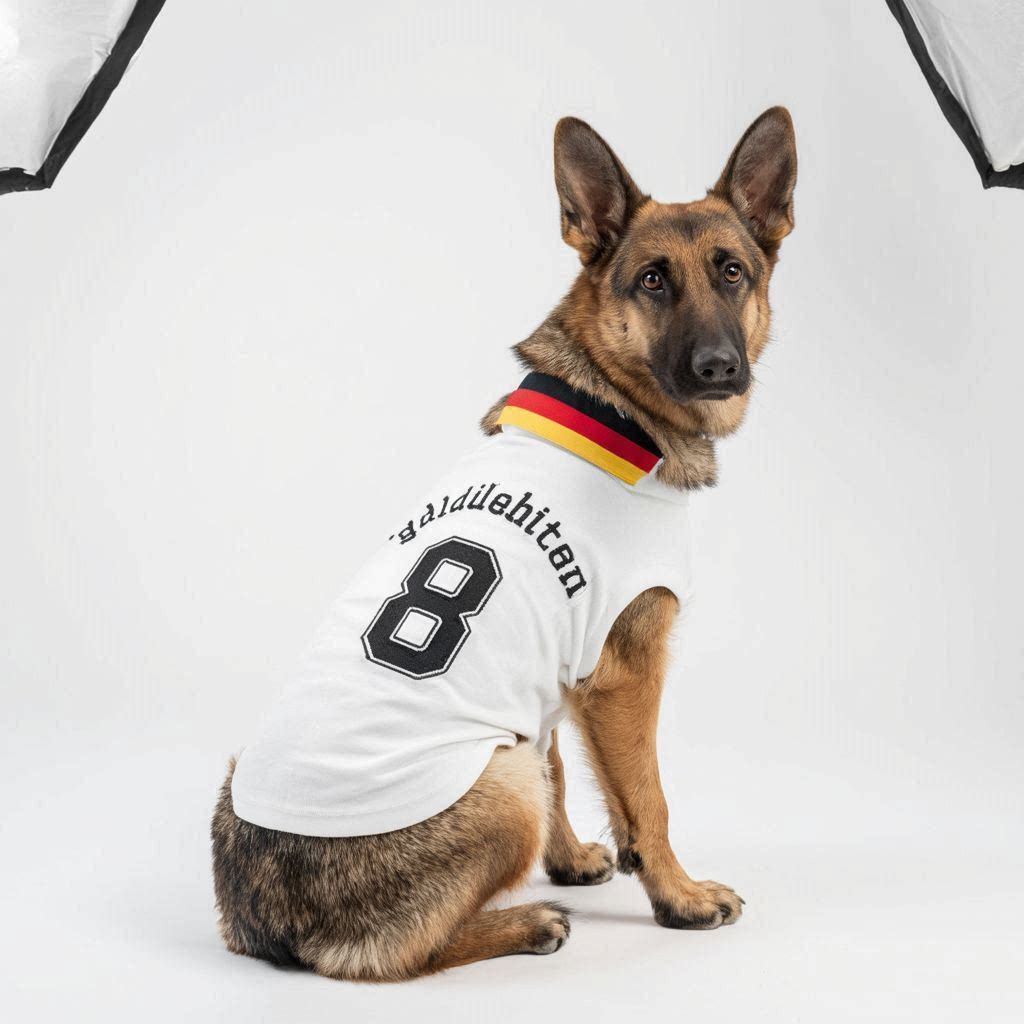 Deutschland - German Shepherd wearing Germany dog jersey with number 8
