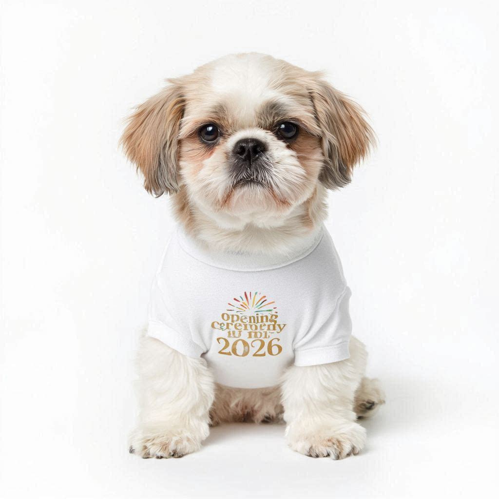 Countdown 2026 - Shih Tzu wearing Opening Ceremony 2026 dog t-shirt