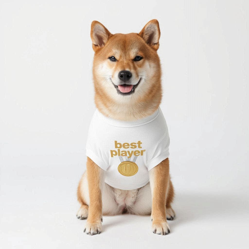 Best Player Tee - Shiba Inu wearing best player dog t-shirt with gold medal